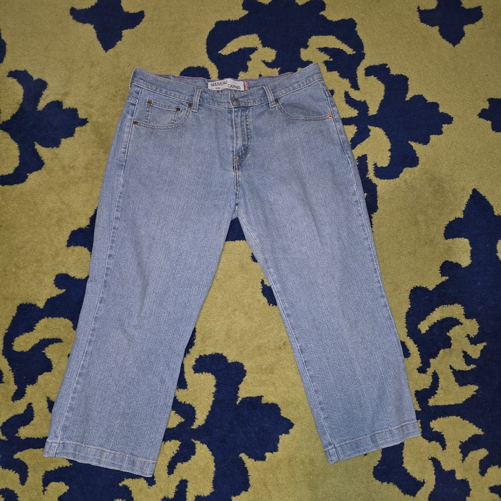 Levi's 515 Nouveau Capri Size 12 Light Blue Straight Jeans